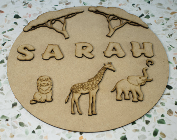 Personalised Safari Kids Door Hanger DIY craft kit