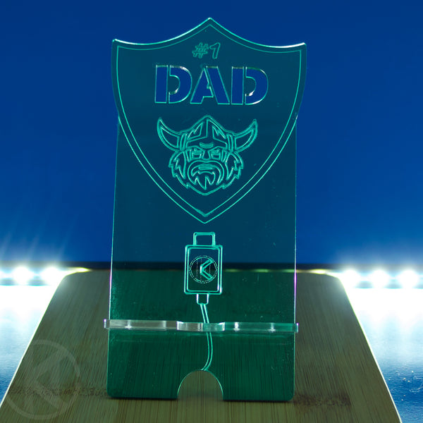 Father's Day Footy Phone Stand Canberra Raiders