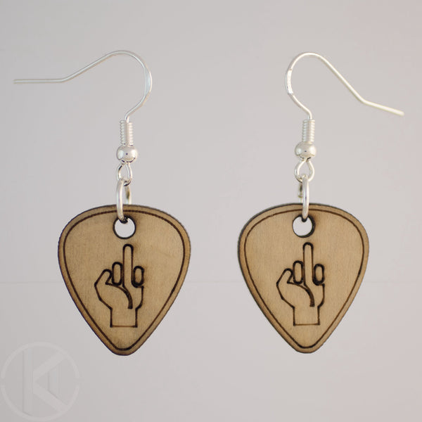 Middle Finger Guitar Pick Earrings