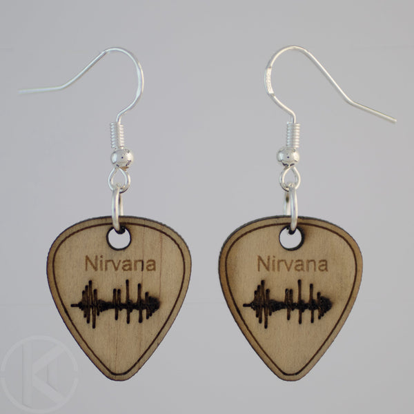 Nirvana Sound Wave Guitar Pick Earrings