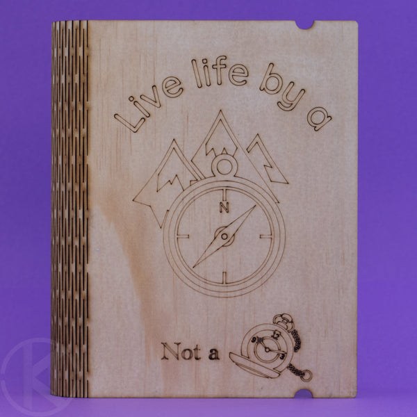 Living Hinge Live Life by a Compass Notebook