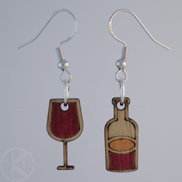 Wine Glass and Bottle Earrings